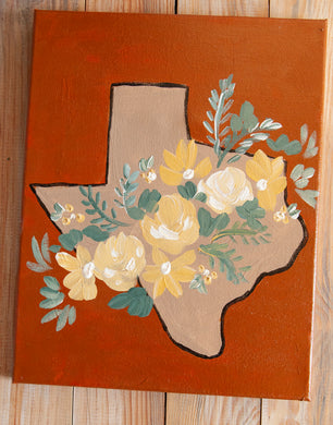 Canvas Painting- burnt orange and tan Texas