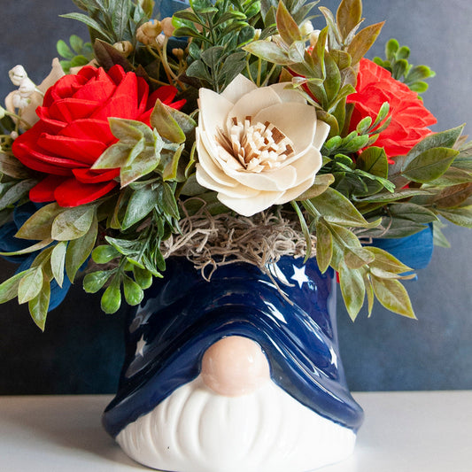 Sola Wood Flowers in Patriotic Gnome