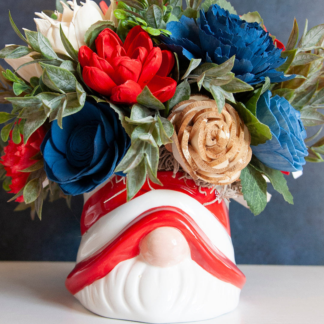 Sola Wood Flowers in Patriotic Gnome