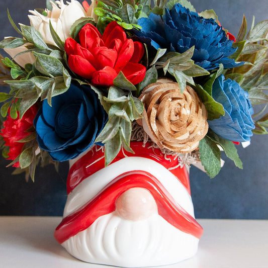 Sola Wood Flowers in Patriotic Gnome
