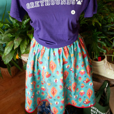 Women's Skirt- Flaming Hearts