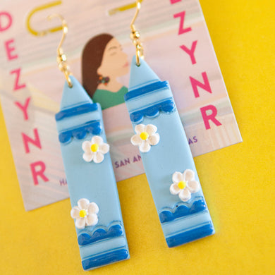 Earrings- Blue Crayons