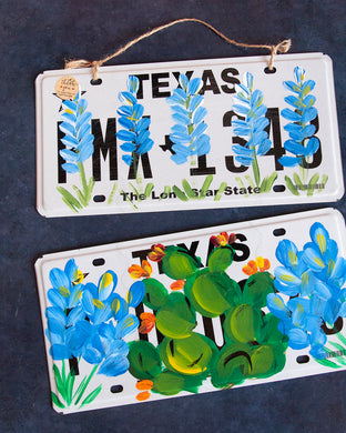 Hand painted Texas license plates