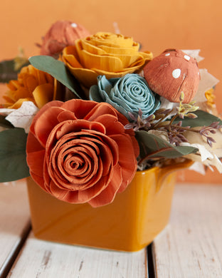 Sola wood flowers in ceramic container