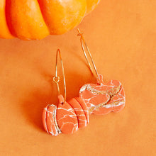 Earrings- Marble pumpkin hoops