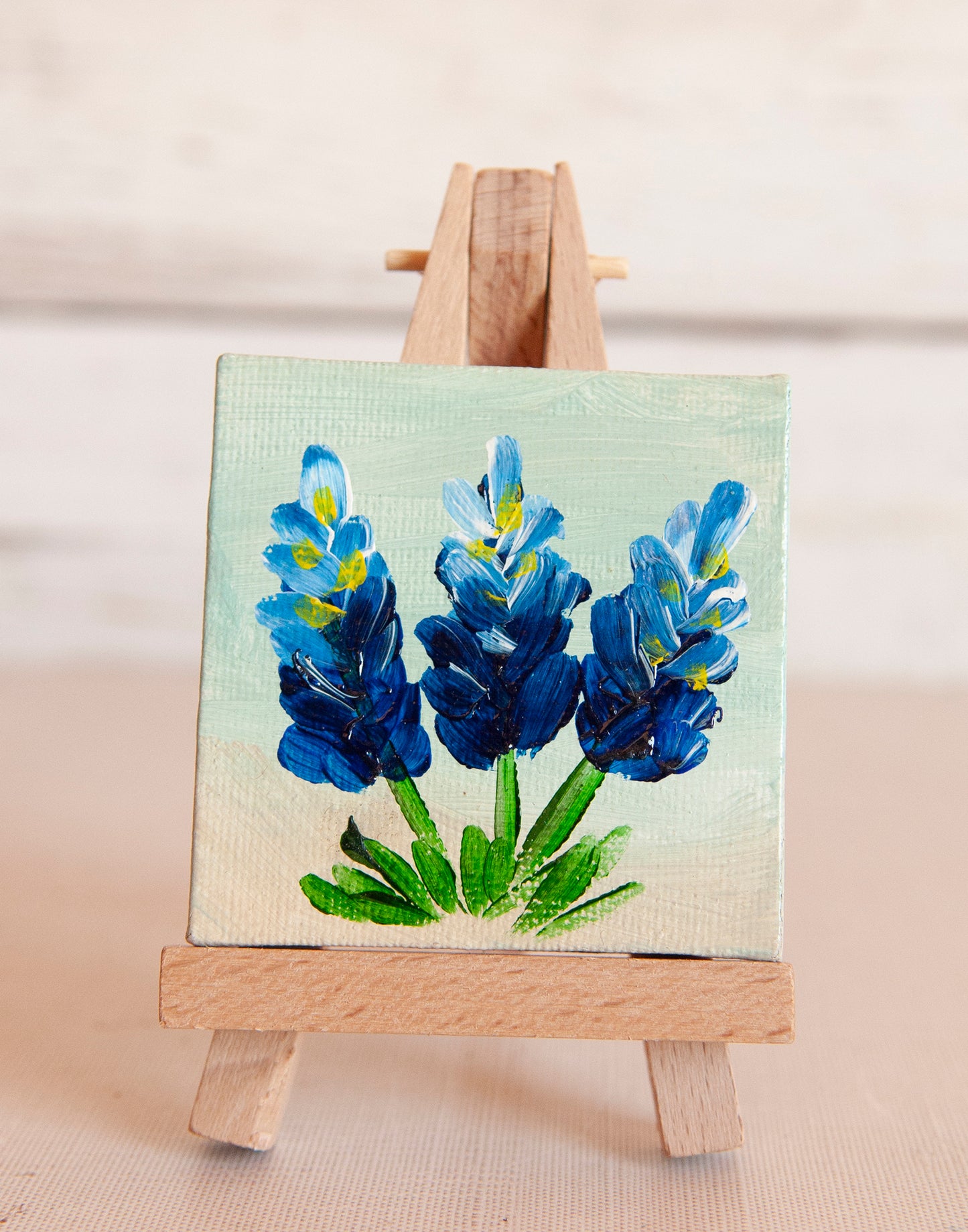 Mini Canvas Paintings & Easels- Texas wildflowers
