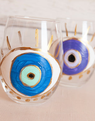 Wine Glasses- Evil eye