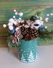Sola Wood Flower arrangement in green holiday container.