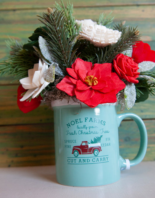 Sola Wood flowers in Christmas Mug