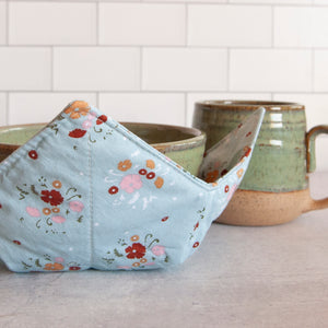 Bowl Cozies - Flowers on Blue