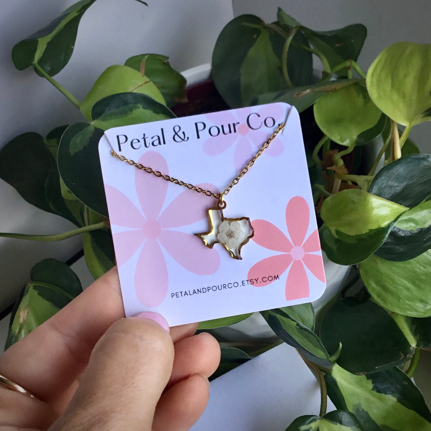 Real Flower Texas Necklace (Gold)