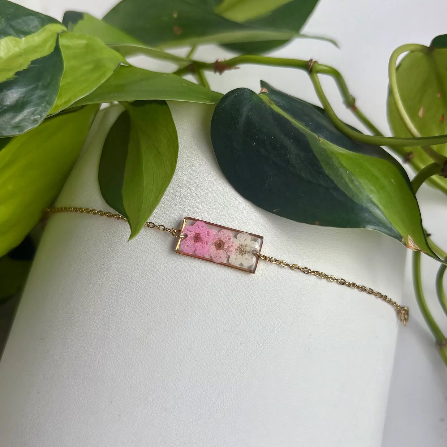 Real Flower Rectangle Bracelet
