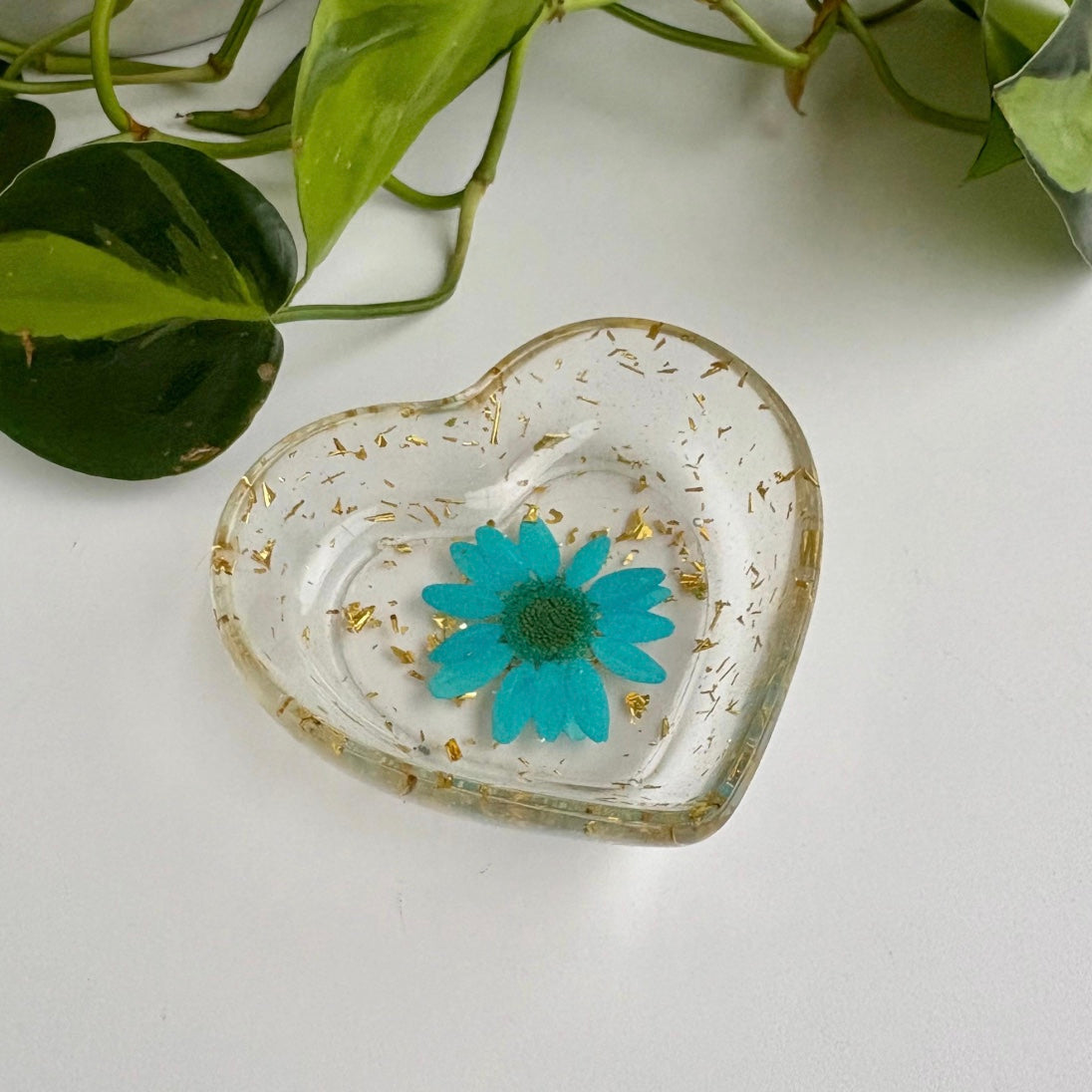 Real Flower Heart Jewelry Dish