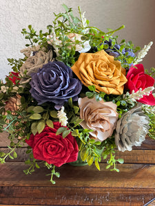 Large Sola Wood Floral arrangement in green ceramic container