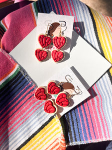 Earrings- red heart conchas