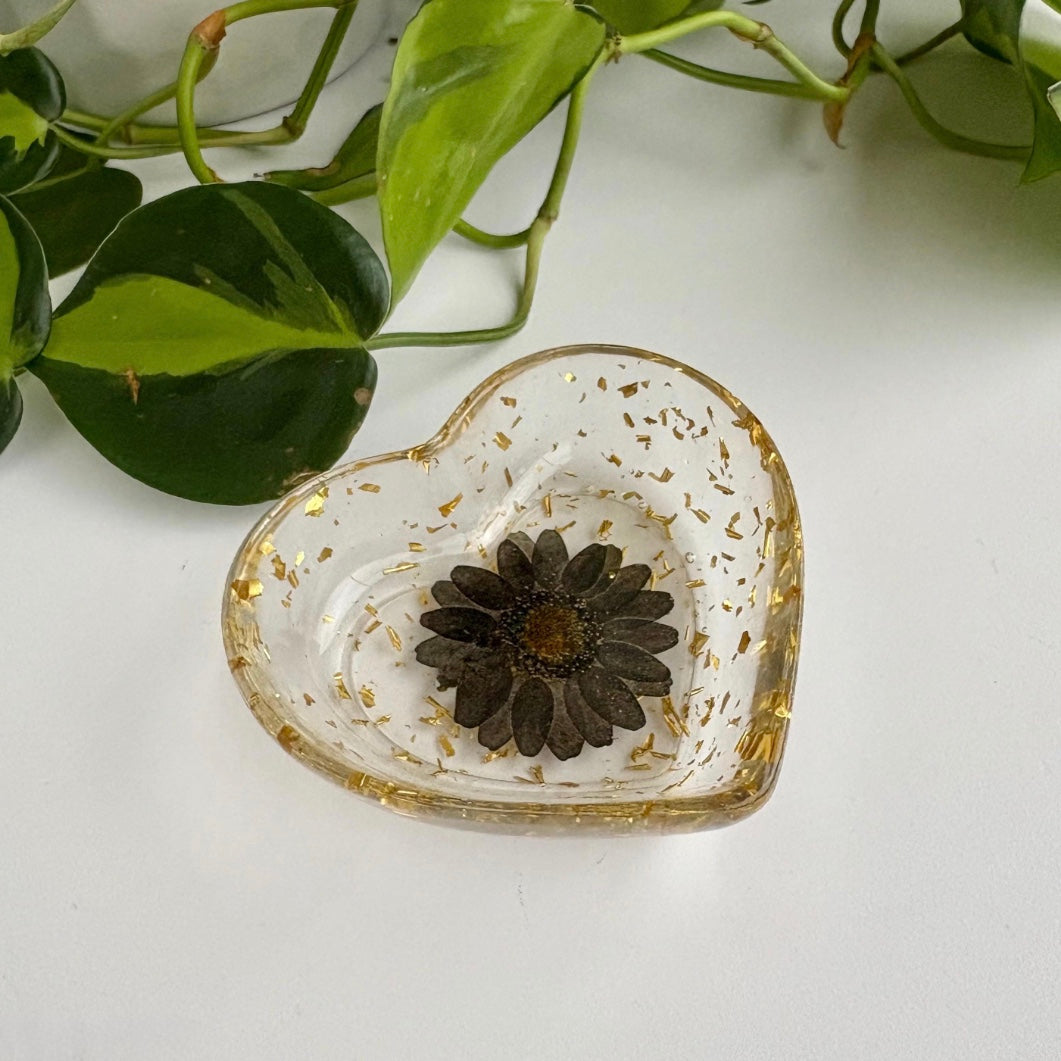Real Flower Heart Jewelry Dish