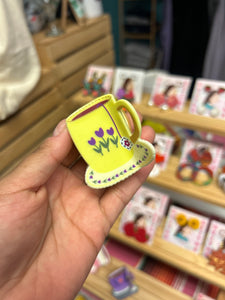 Hair Clips- Yellow Teacup