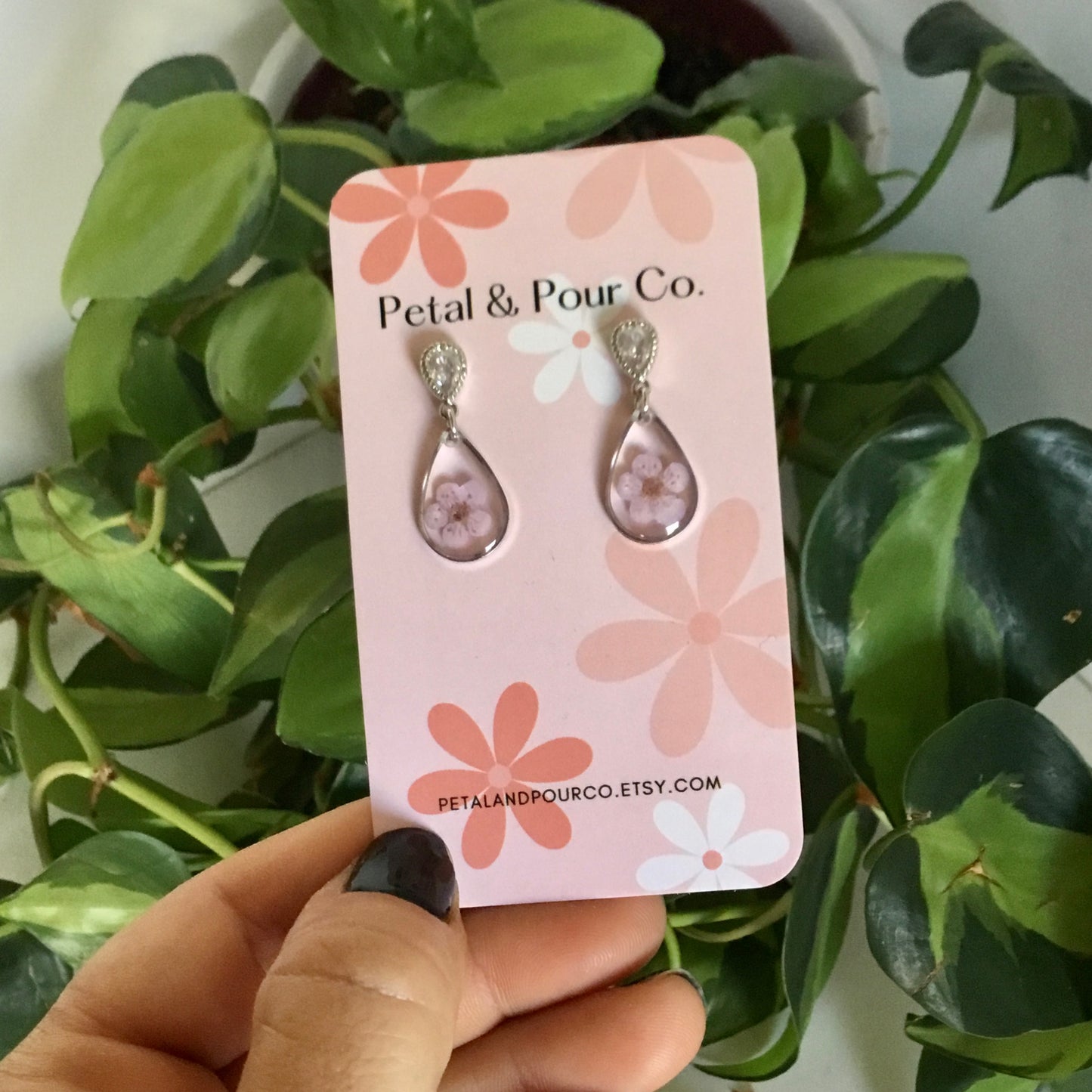 Real Flower Small Teardrop Earring