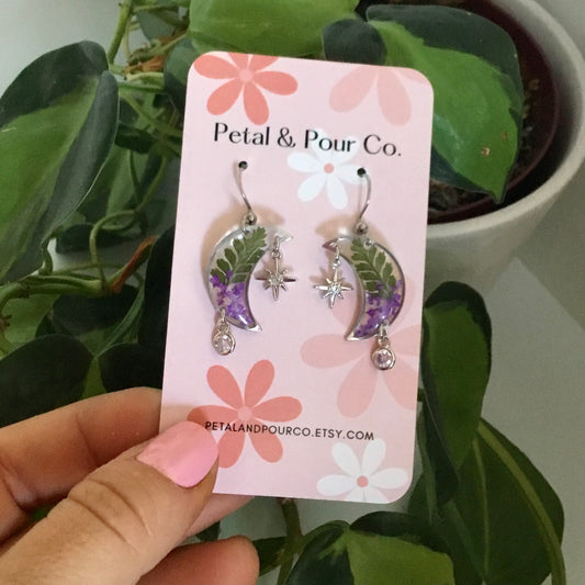 Real Flower Moon Earring
