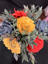 Sola wood flowers in small metal milk jug