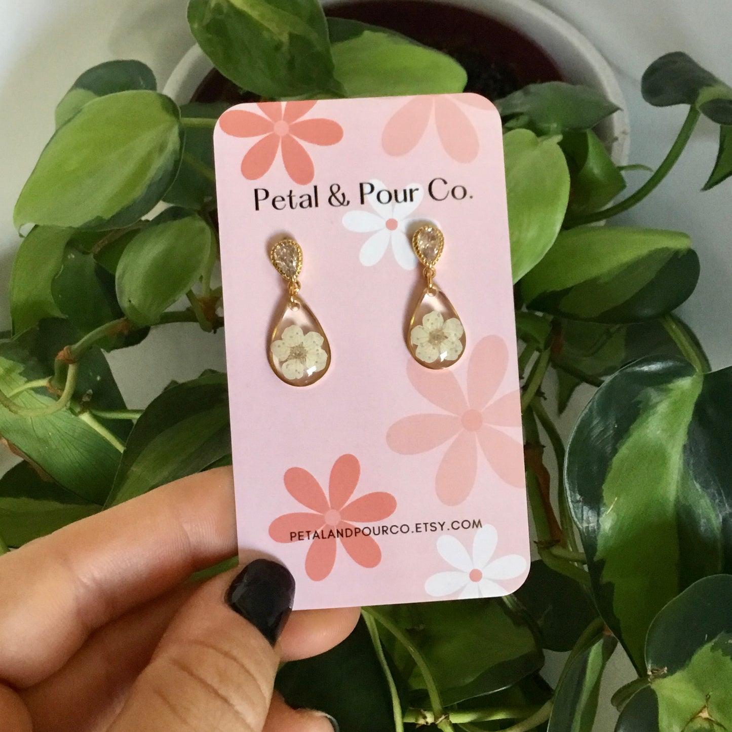 Real Flower Small Teardrop Earring