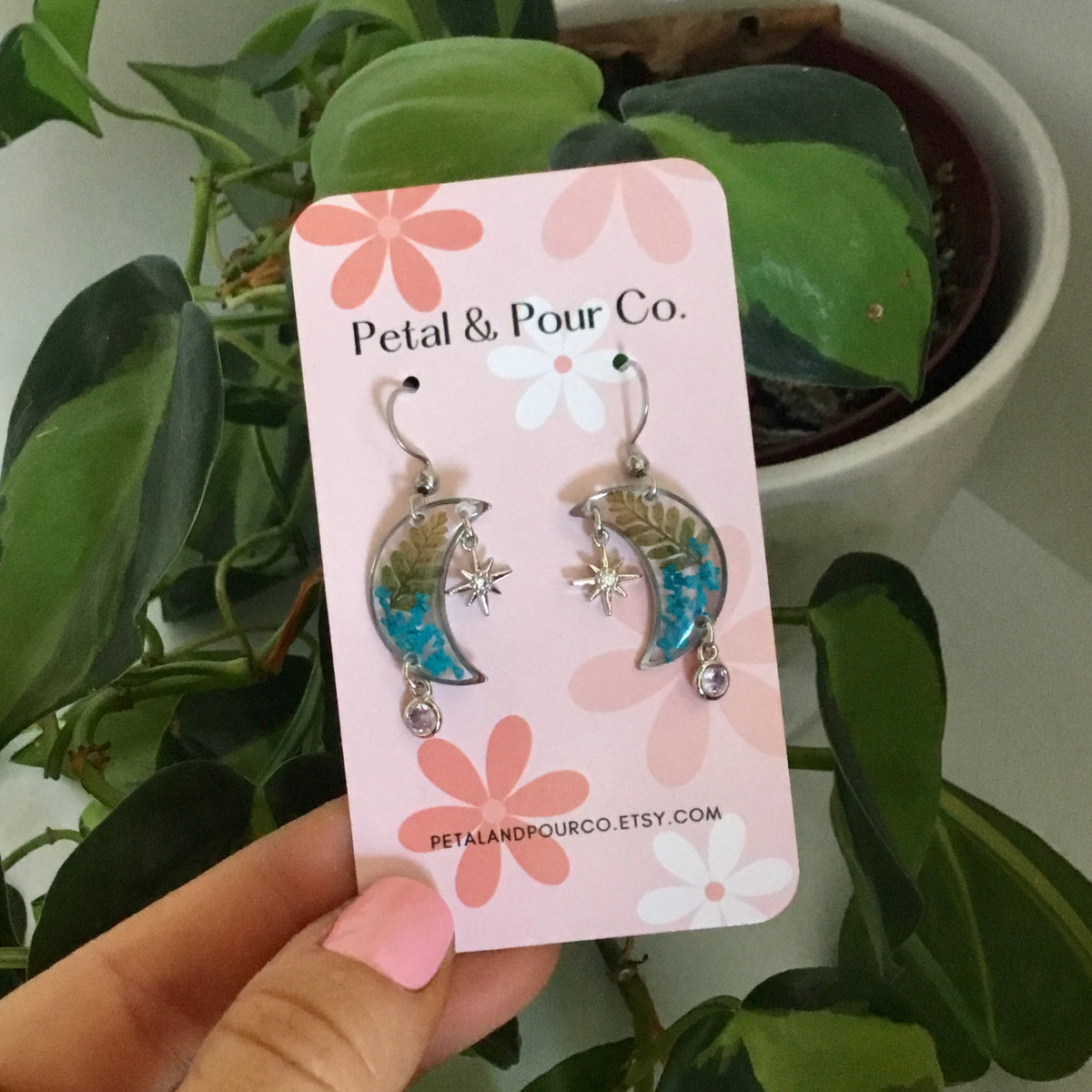 Real Flower Moon Earring
