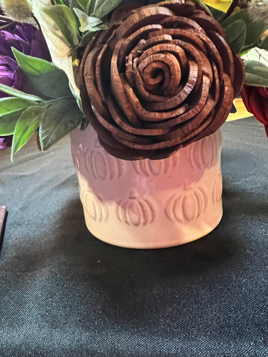 Large fall Sola Wood Floral arrangement in white ceramic container