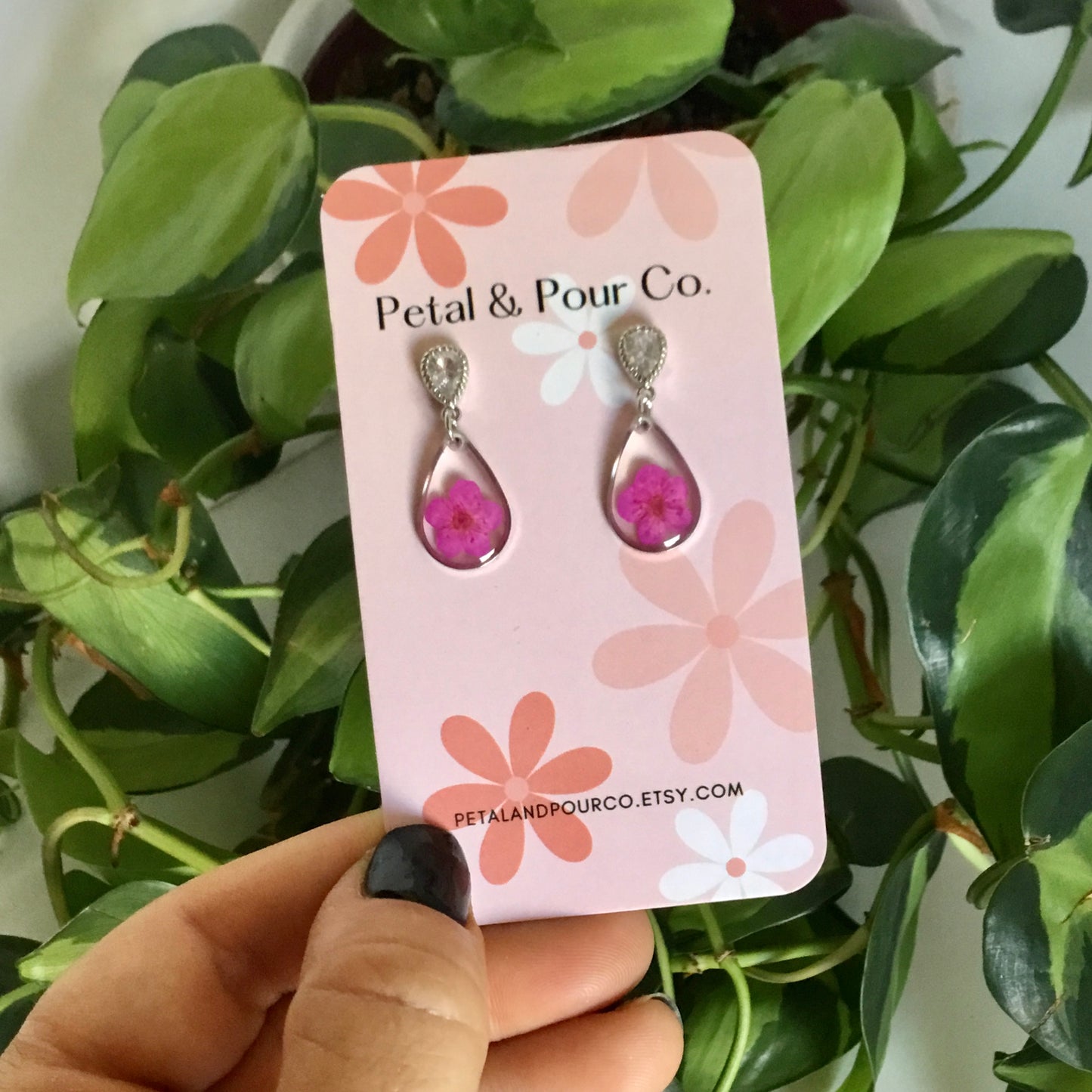 Real Flower Small Teardrop Earring