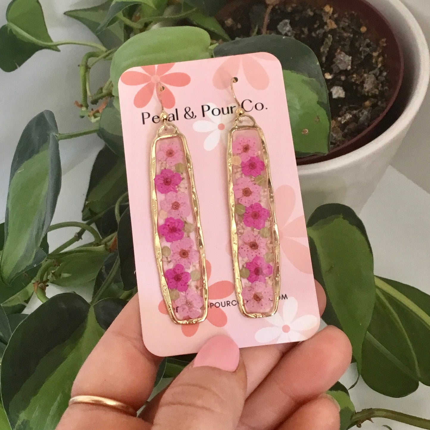 Real Flower Long Earring