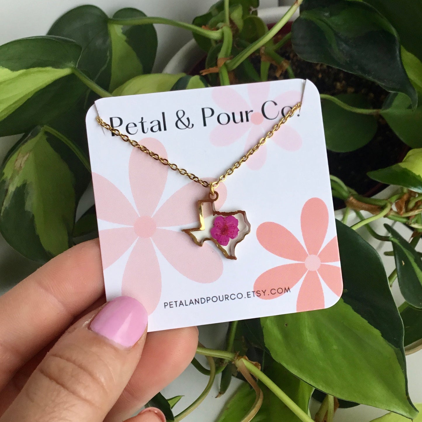 Real Flower Texas Necklace (Gold)