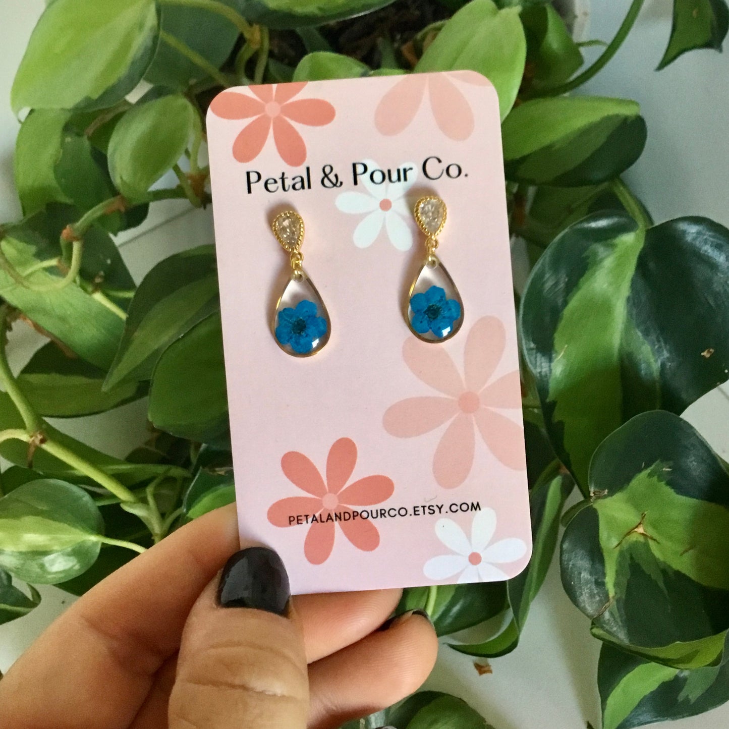 Real Flower Small Teardrop Earring
