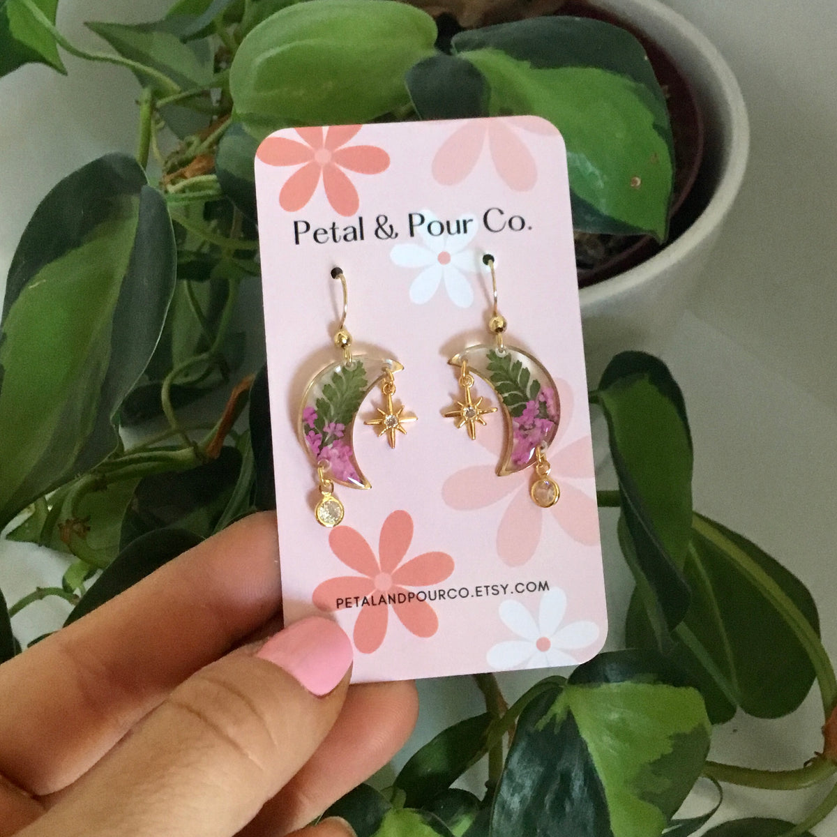 Real Flower Moon Earring