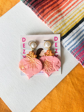 Pink Vintage ornament earrings