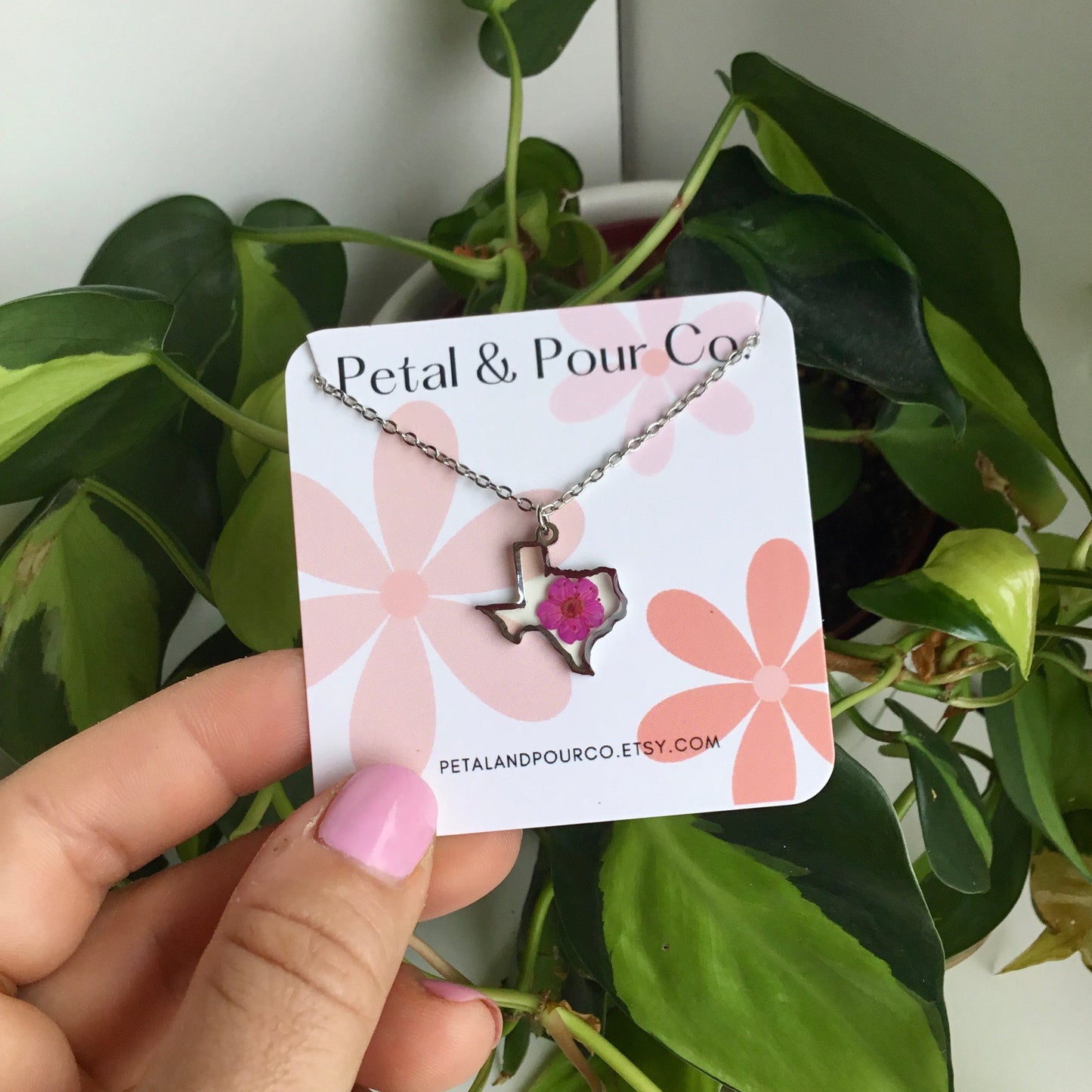 Real Flower Texas Necklace (Silver)