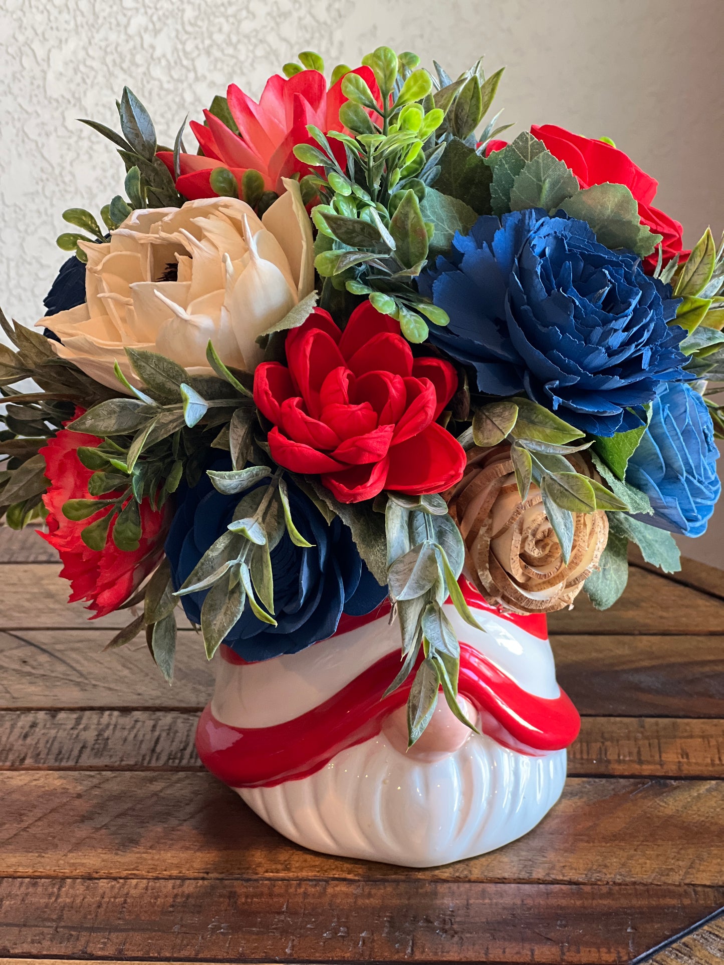 Sola Wood Flowers in Patriotic Gnome