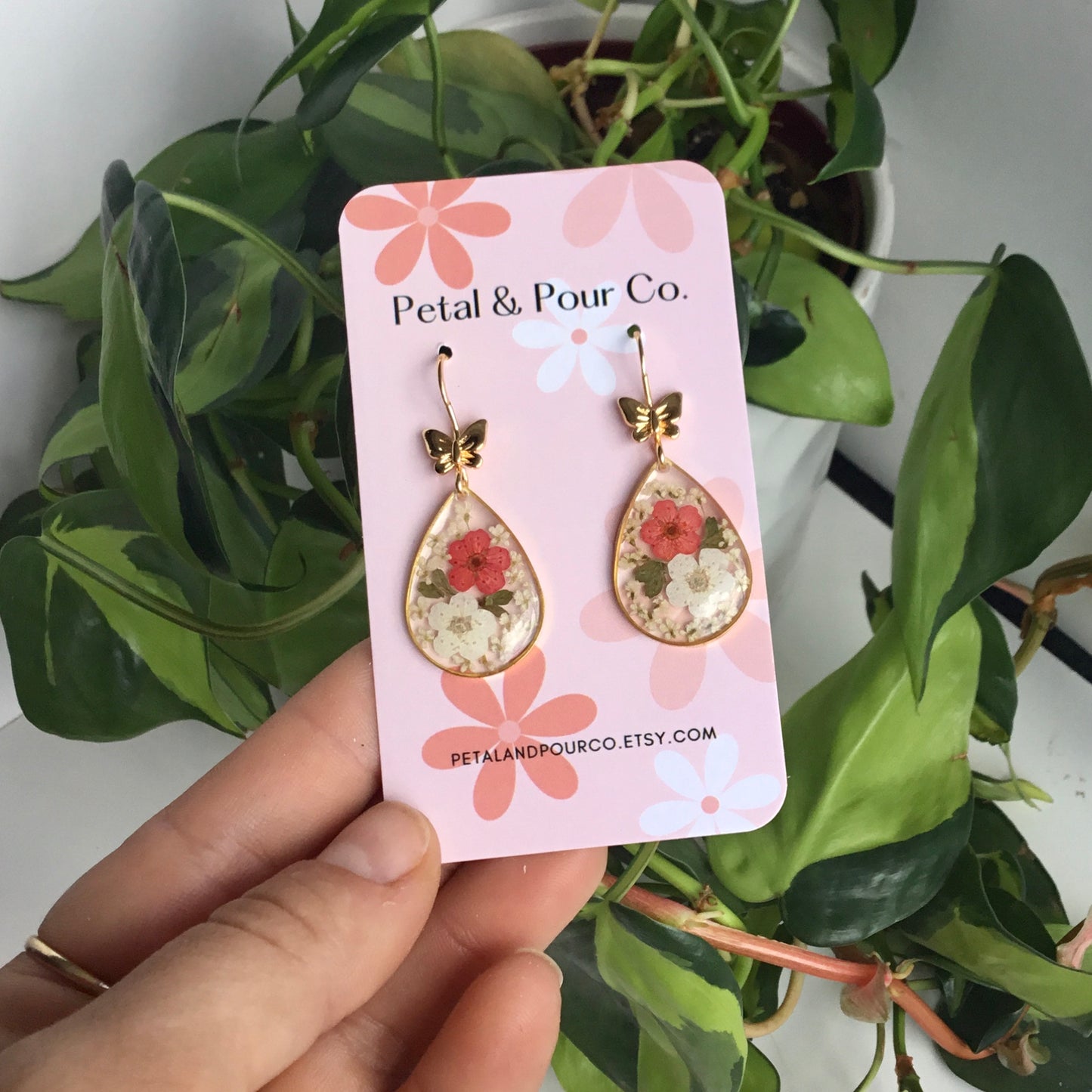 Real Flower Teardrop Earring