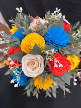 Faux pumpkin with Sola Wood Flowers
