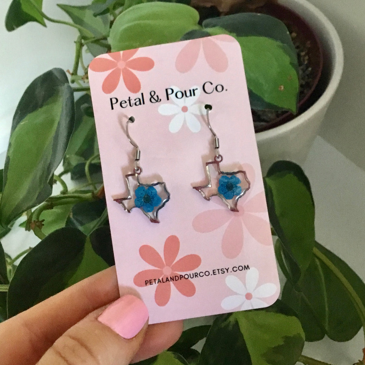 Real Flower Texas Earrings
