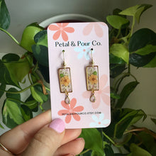 Real Flower Rectangle Earring