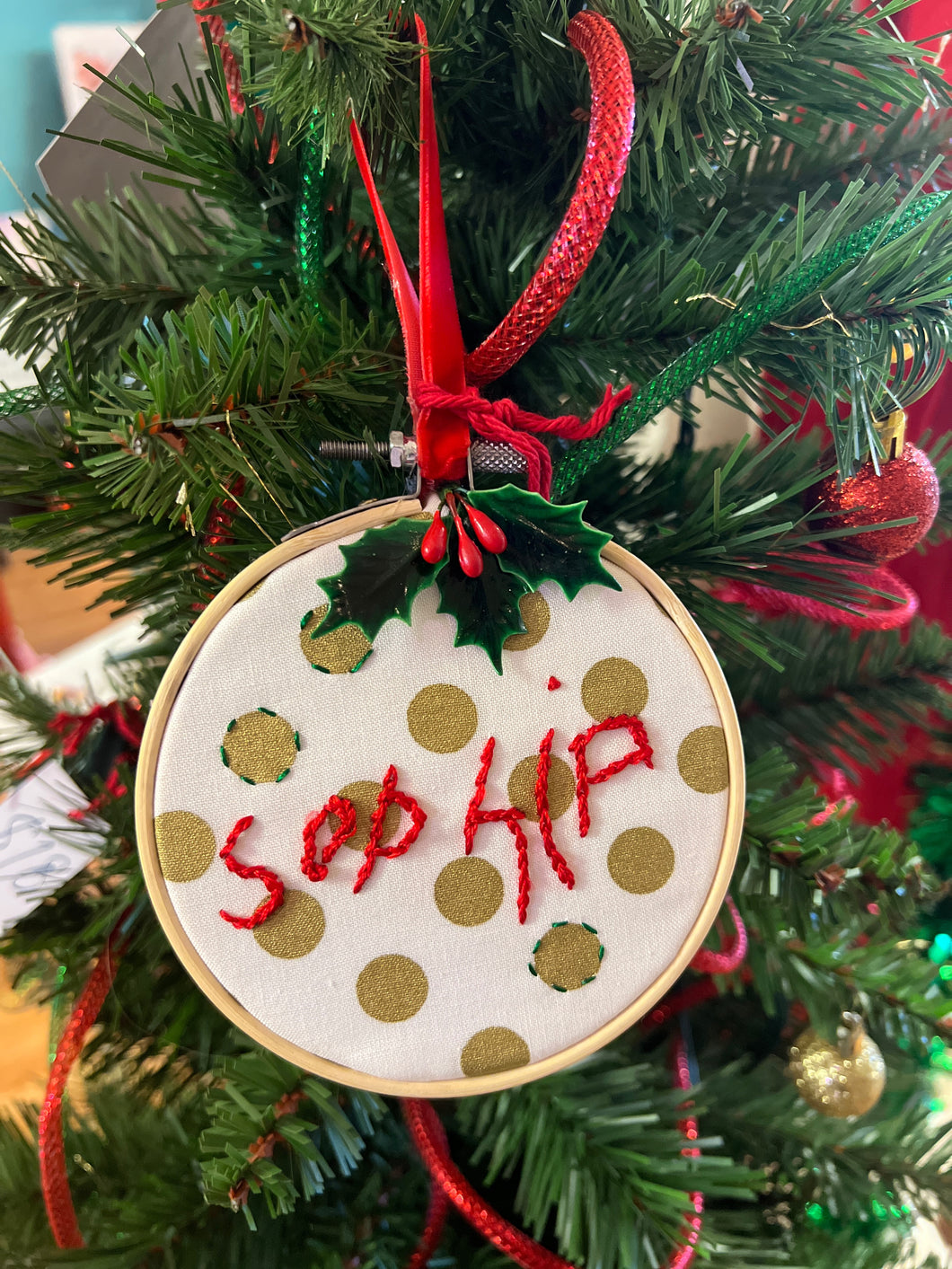 Hand Embroidered Christmas Ornament