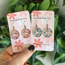 Real Flower Heart Earring