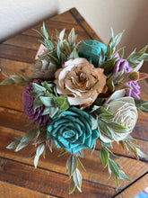 Sola wood flowers in small metal milk jug
