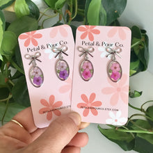Real Flower Bow Oval Earring
