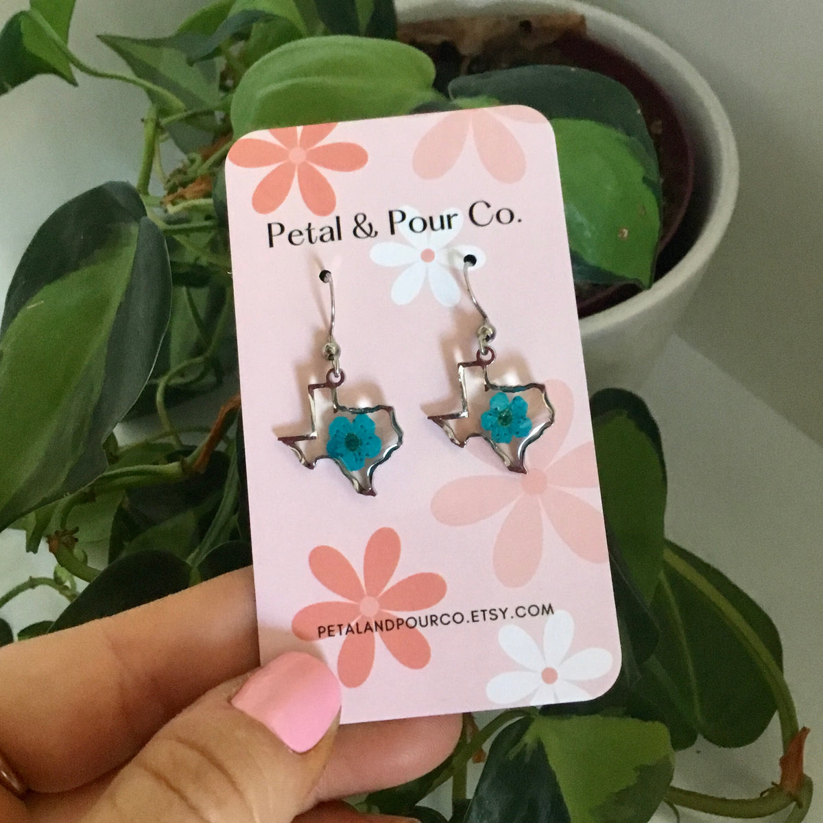 Real Flower Texas Earrings