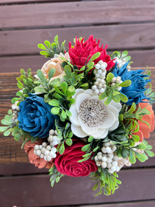 Faux pumpkin with Sola Wood Flowers