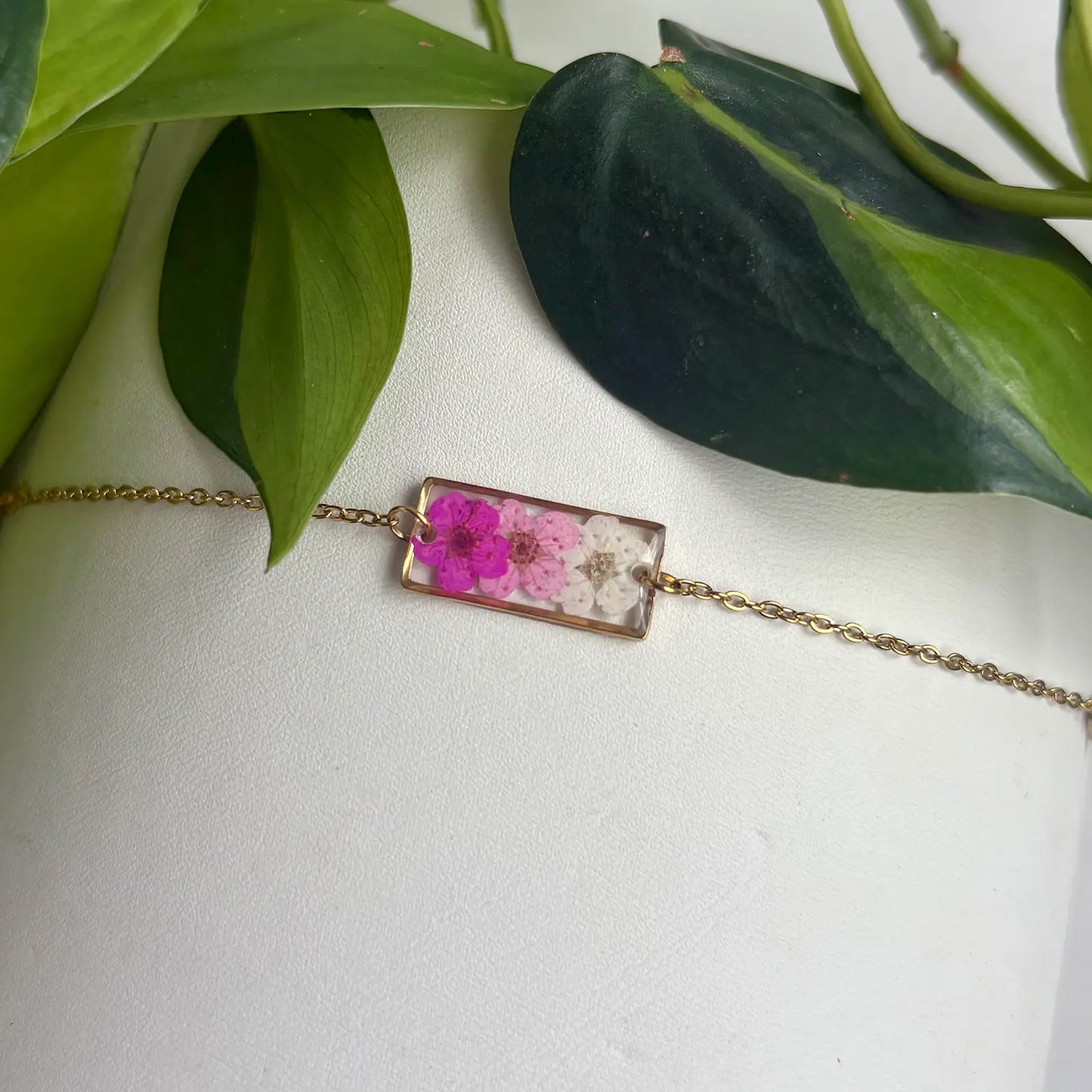 Real Flower Rectangle Bracelet