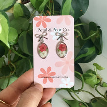 Real Flower Bow Oval Earring