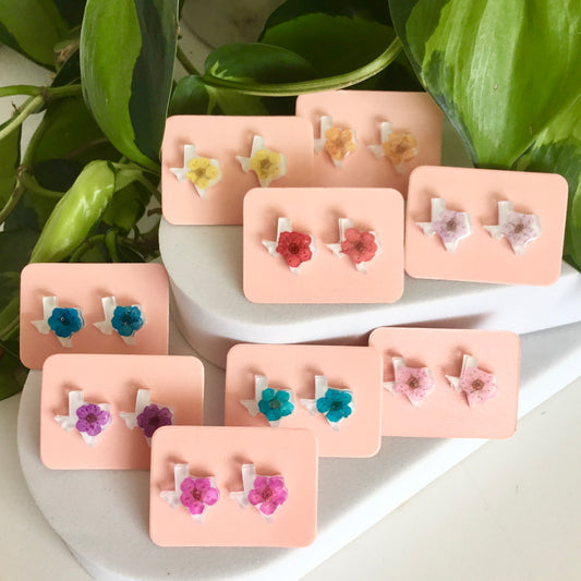Real Flower Texas Stud Earring