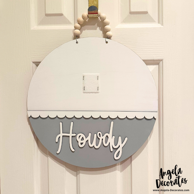 MINI Howdy Door Hanger Base Gray & White