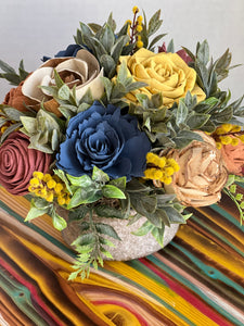 Sola wood floral arrangement in ceramic container